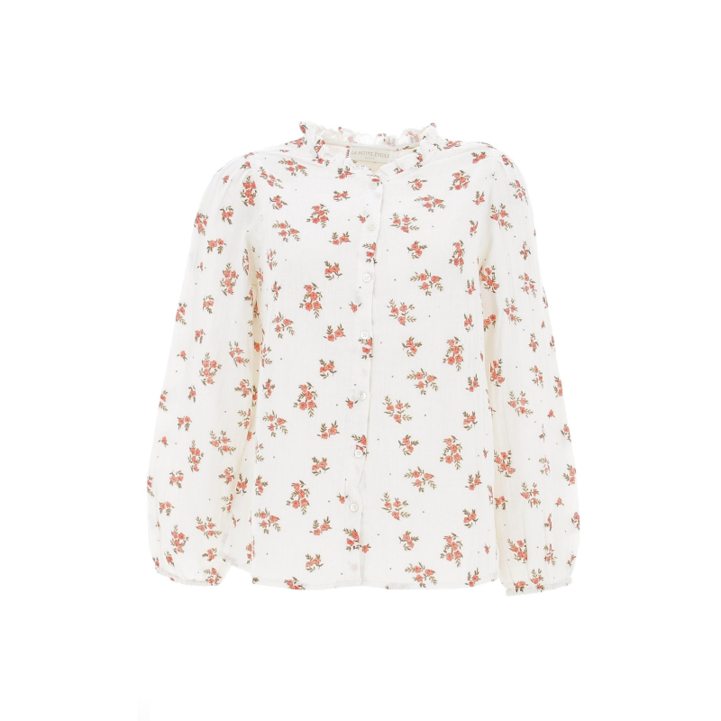 Chemisier à fleurs olympa blanc femme - La Petite Etoile