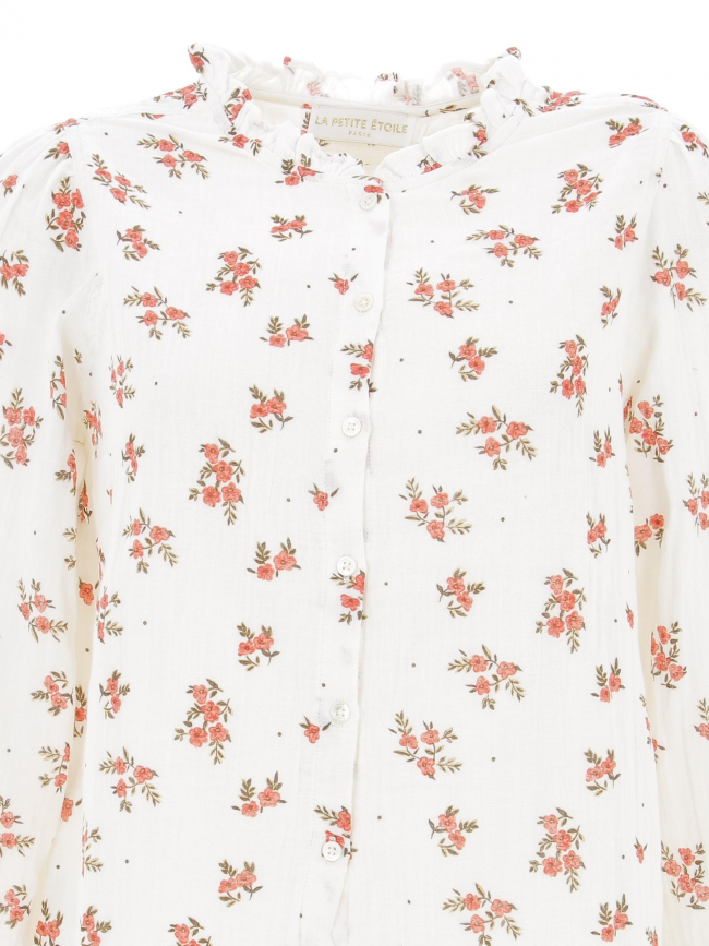 Chemisier à fleurs olympa blanc femme - La Petite Etoile