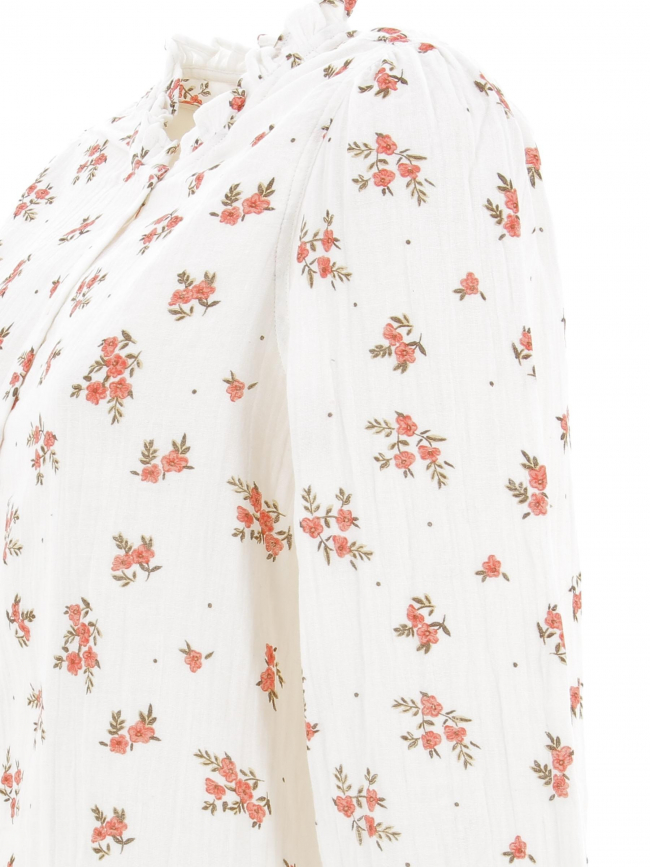 Chemisier à fleurs olympa blanc femme - La Petite Etoile