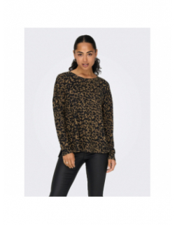Pull fin léopard lana marron femme - Only
