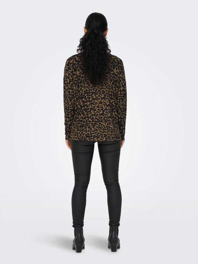 Pull fin léopard lana marron femme - Only