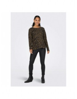 Pull fin léopard lana marron femme - Only