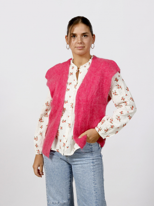 Gilet sans manche mohair sade rose femme - La Petite Etoile