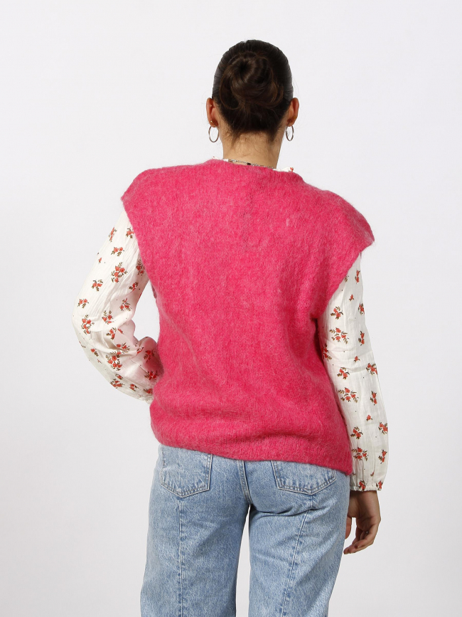 Gilet sans manche mohair sade rose femme - La Petite Etoile