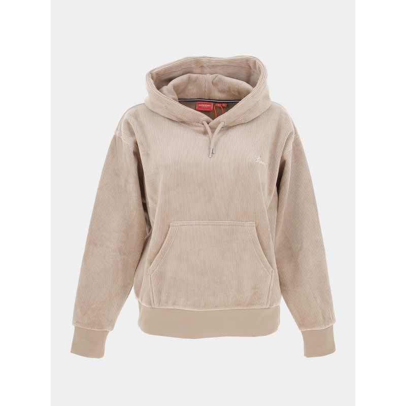 Sweat à capuche en velours boxy beige femme - Superdry