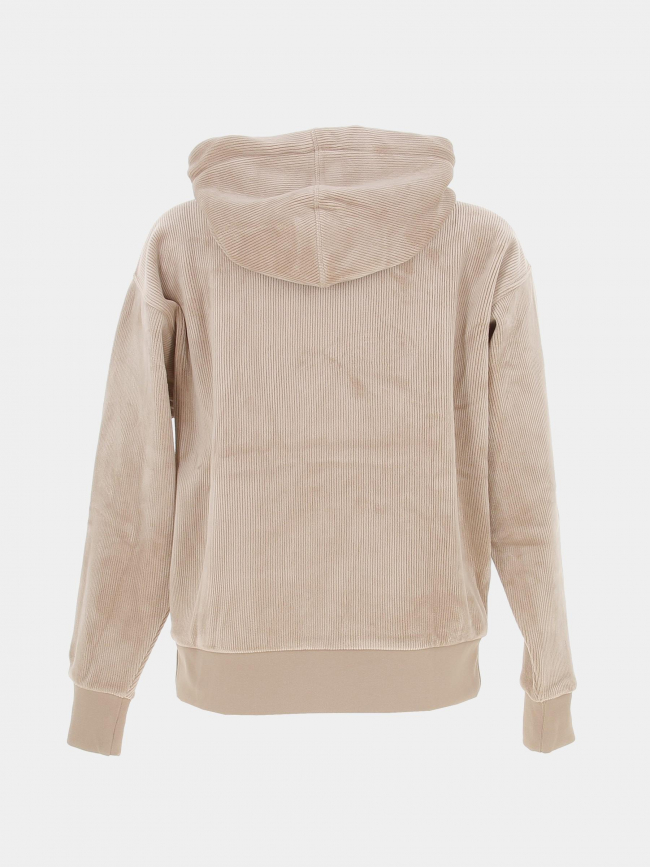 Sweat à capuche en velours boxy beige femme - Superdry