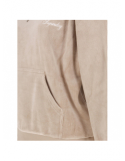 Sweat à capuche en velours boxy beige femme - Superdry