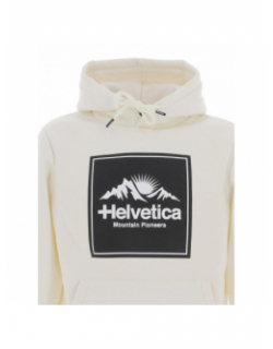 Sweat à capuche molleton logo blanc homme - Helvetica