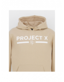 Sweat à capuche logo uni beige homme - Project X Paris