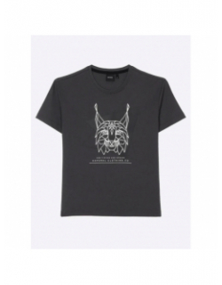 T-shirt motif lynx gris garçon - Kaporal