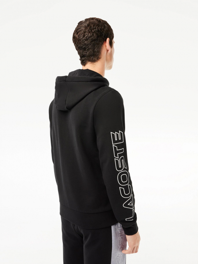 Veste zippée à capuche core graphics noir homme - Lacoste