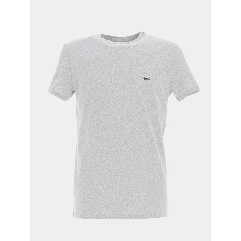 T-shirt uni logo chiné gris homme - Lacoste