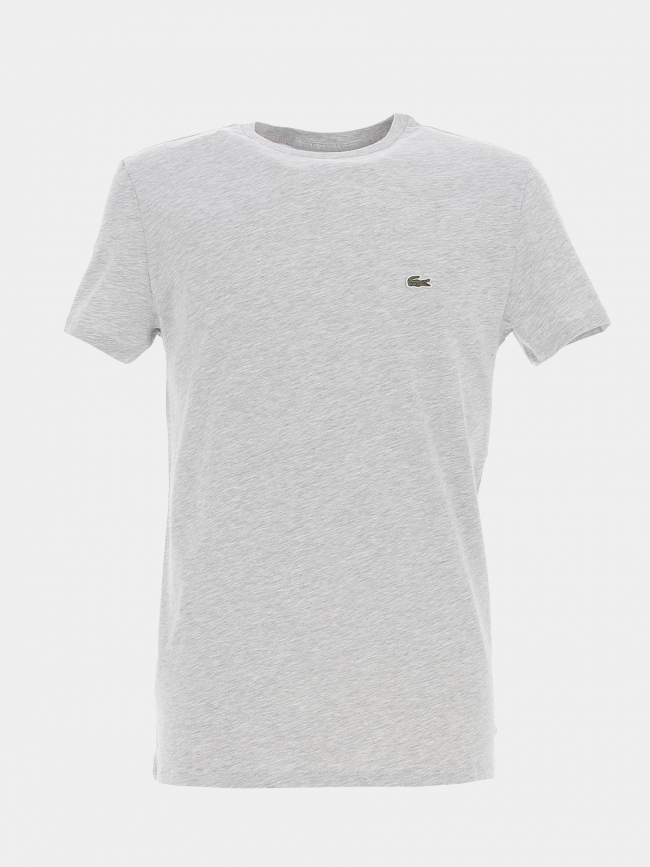 T-shirt uni logo chiné gris homme - Lacoste