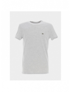 T-shirt uni logo chiné gris homme - Lacoste