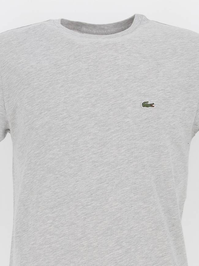 T-shirt uni logo chiné gris homme - Lacoste