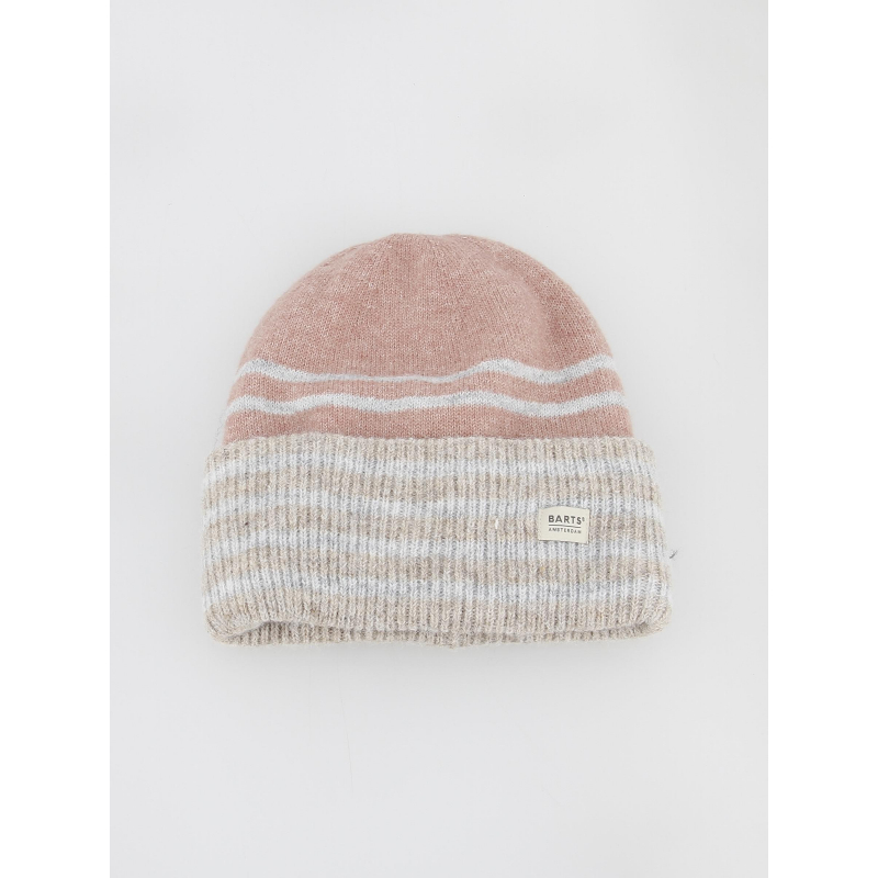 Bonnet à rayures inaru rose beige femme - Barts