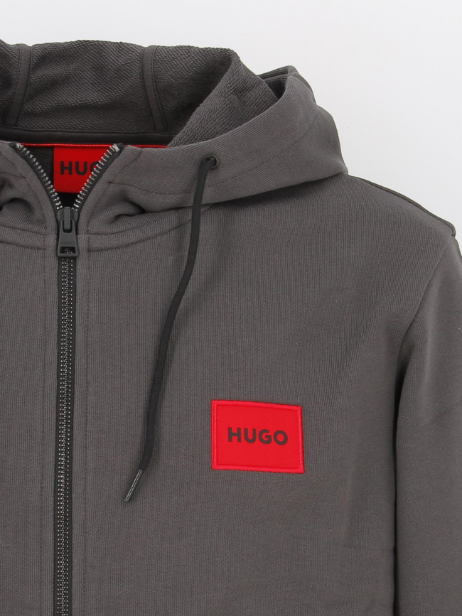 Sweat zippé à capuche daple gris foncé homme - Hugo