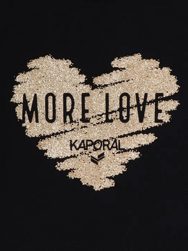 T-shirt love coeur doré noir fille - Kaporal