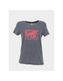 T-shirt logo rose hive life play bleu marine femme - Only