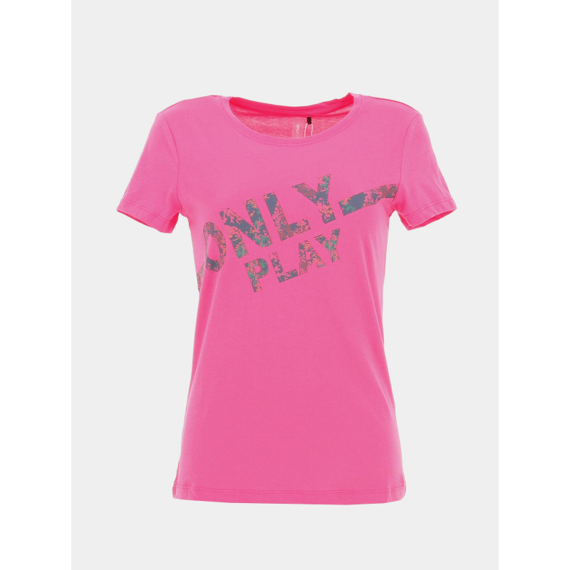 T-shirt logo hive life play rose femme - Only