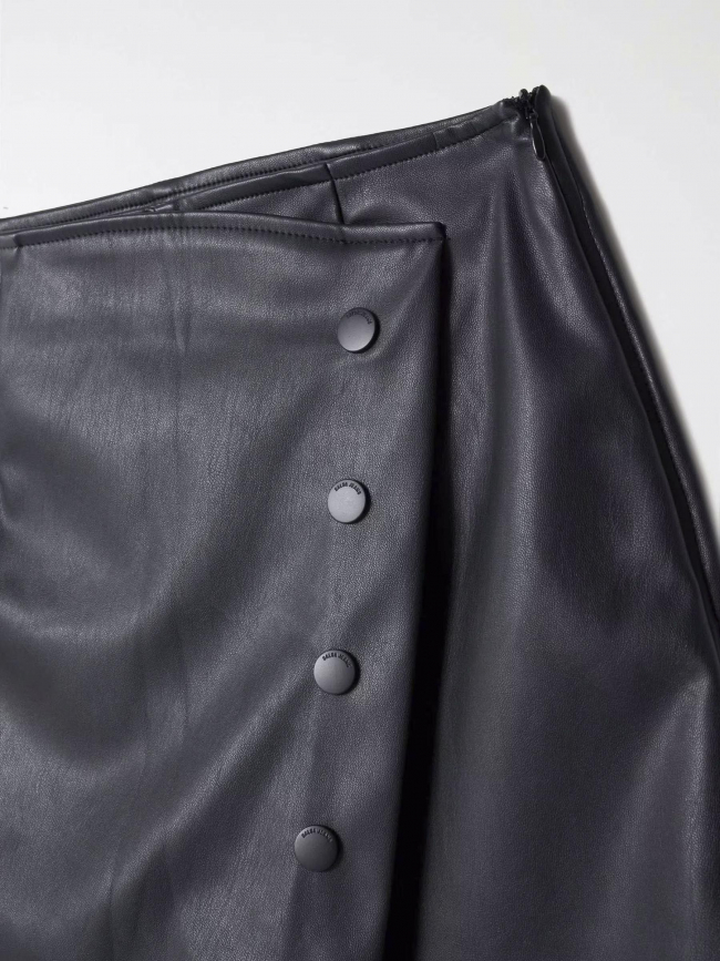 Jupe short simili-cuir asymétrique noir femme - Salsa