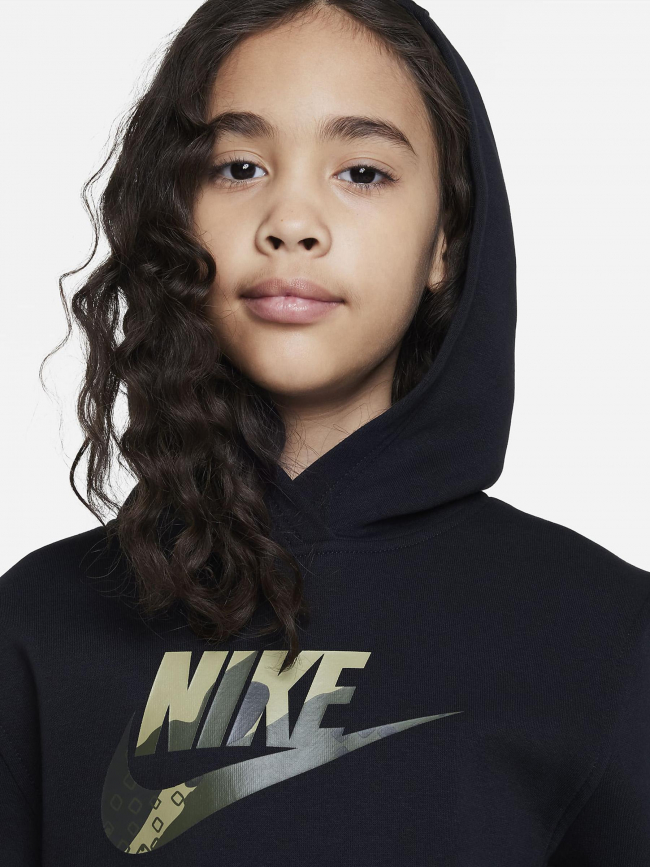 Sweat à capuche club swoosh camouflage noir enfant - Nike