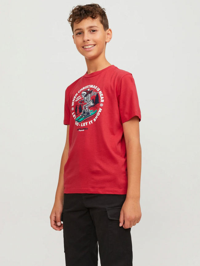 T-shirt christmas skull rouge enfant - Jack & Jones