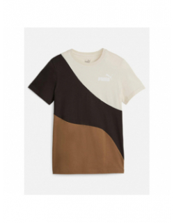 T-shirt colorblock cat marron beige enfant - Puma