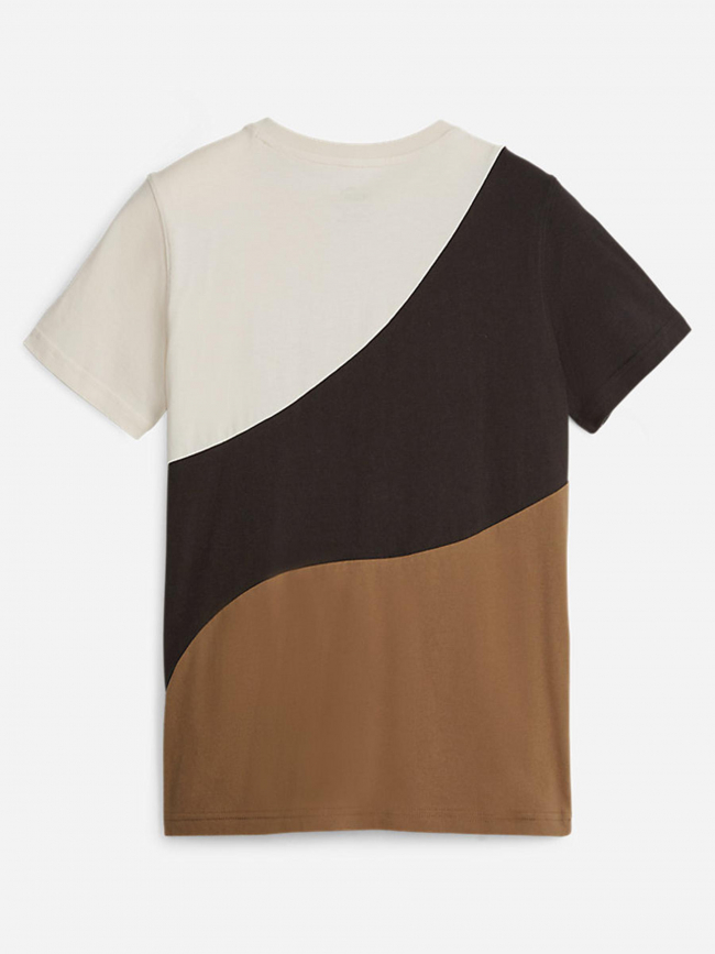 T-shirt colorblock cat marron beige enfant - Puma