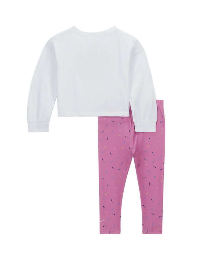 Ensemble legging t-shirt multi logos blanc rose fille - Nike