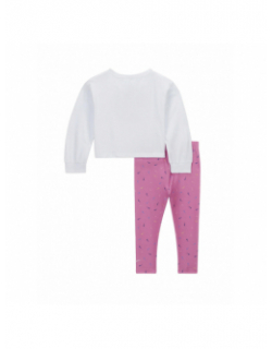 Ensemble legging t-shirt multi logos blanc rose fille - Nike