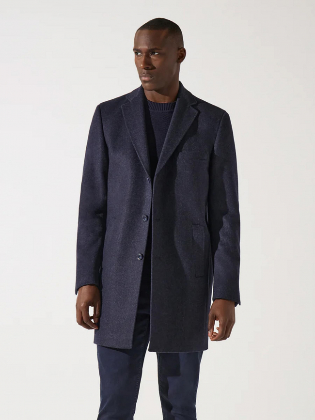 Manteau en laine cachemire isao denim bleu homme - Izac