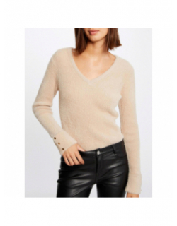 Pull col v moove beige femme - Morgan