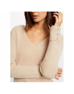 Pull col v moove beige femme - Morgan