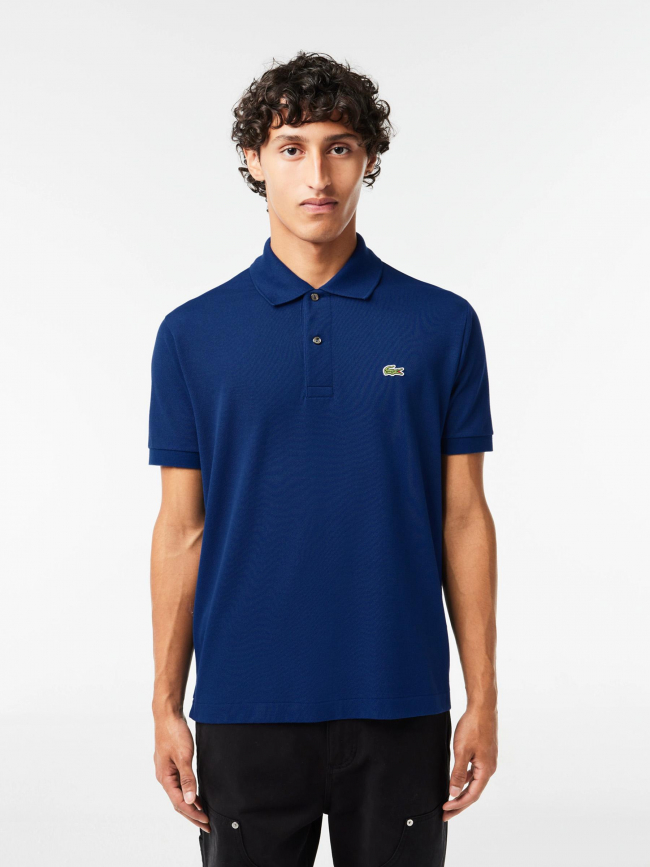 Polo uni logo sleeved bleu homme - Lacoste