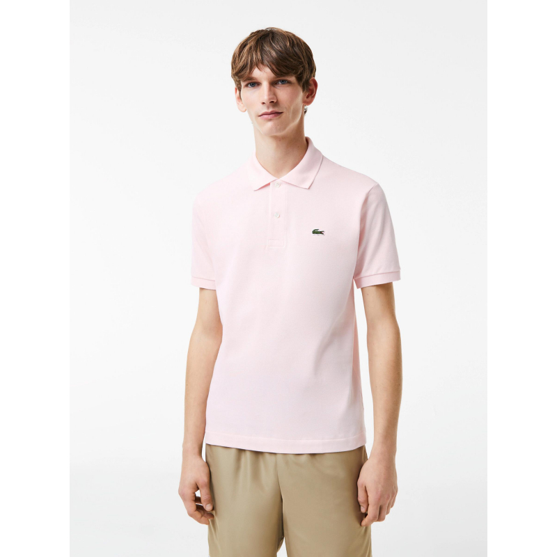 Polo sleeved rib rose homme - Lacoste