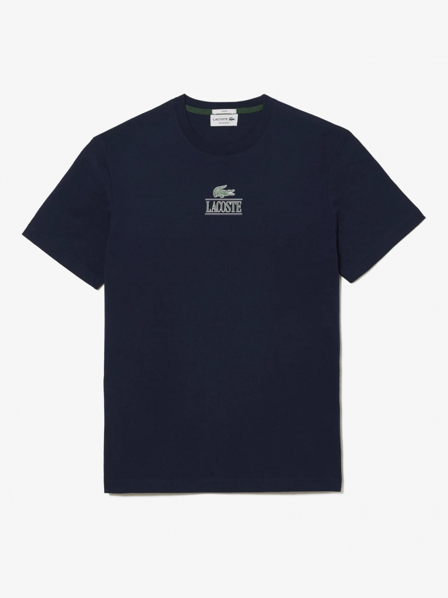 T-shirt uni logo bleu marine - Lacoste