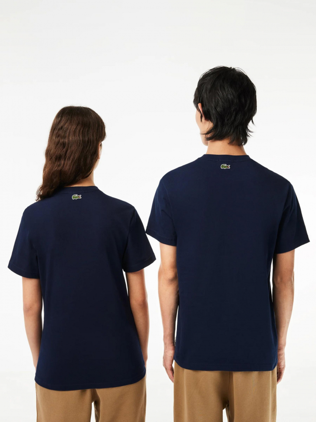 T-shirt uni logo bleu marine - Lacoste