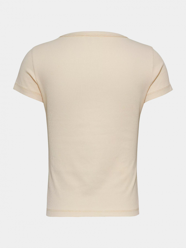 T-shirt col v slim essential beige femme - Tommy Jeans