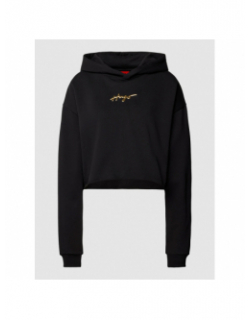 Sweat à capuche crop dephana noir femme - Hugo