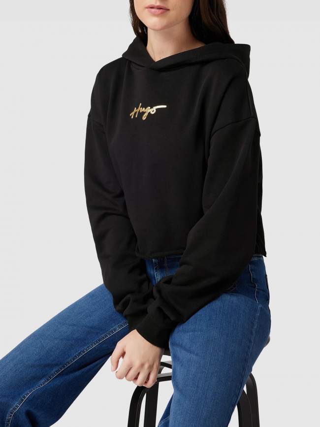 Sweat à capuche crop dephana noir femme - Hugo
