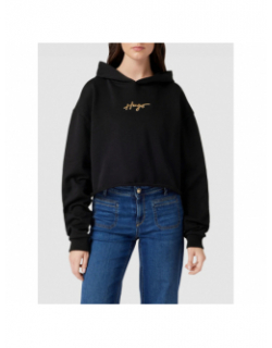 Sweat à capuche crop dephana noir femme - Hugo