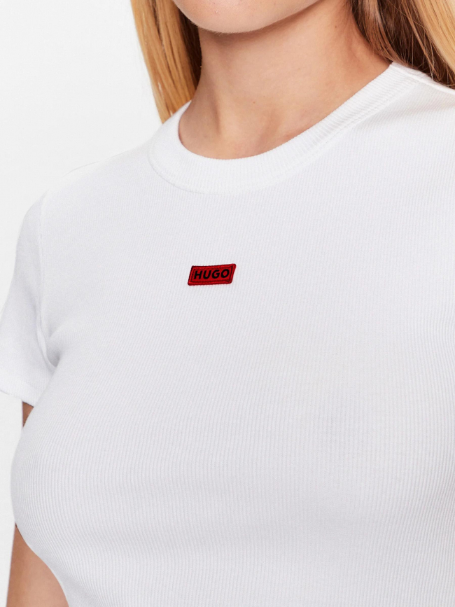 T-shirt crop côtelé deluisa blanc femme - Hugo