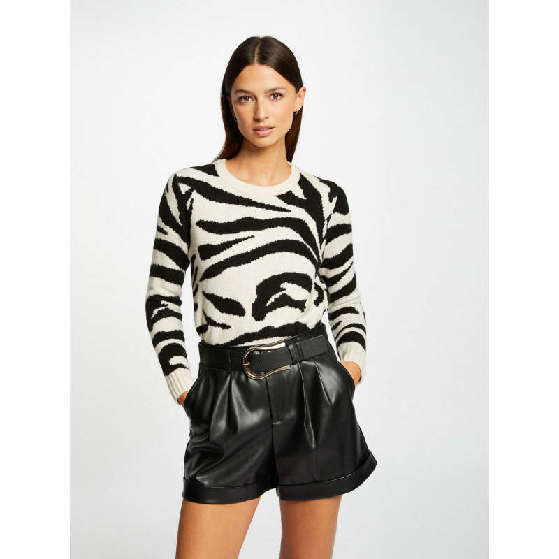Pull zebré beige noir femme - Morgan