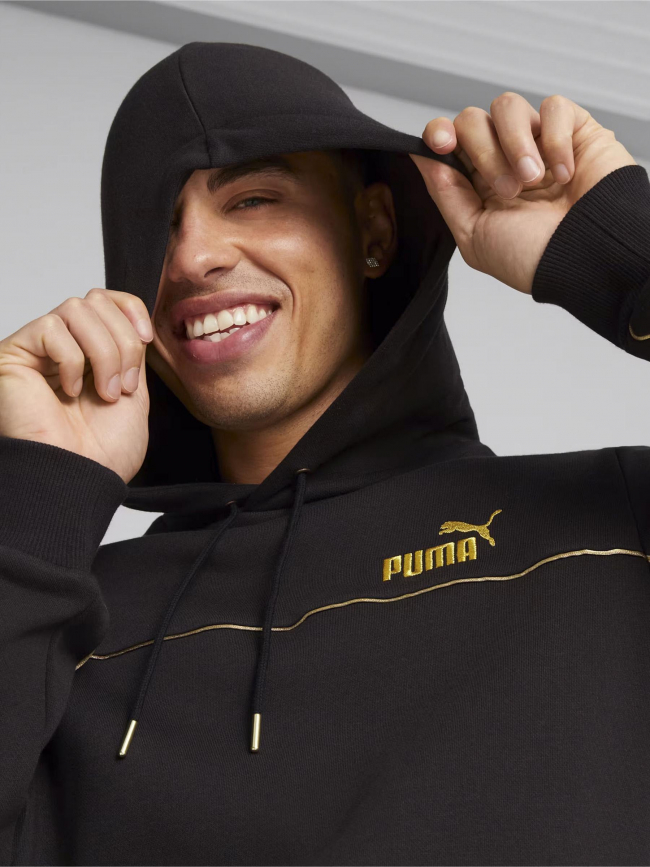 Sweat à capuche minimal logo gold noir homme - Puma