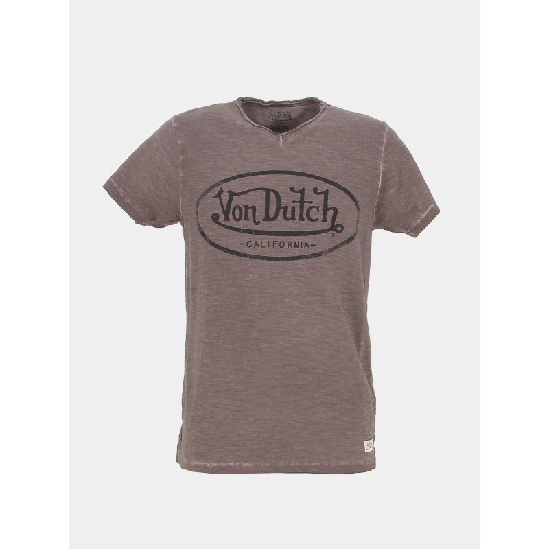 T-shirt col v logo violet homme - Von Dutch