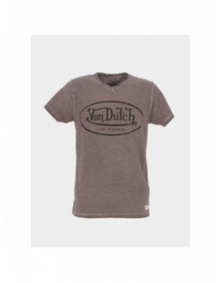 T-shirt col v logo violet homme - Von Dutch