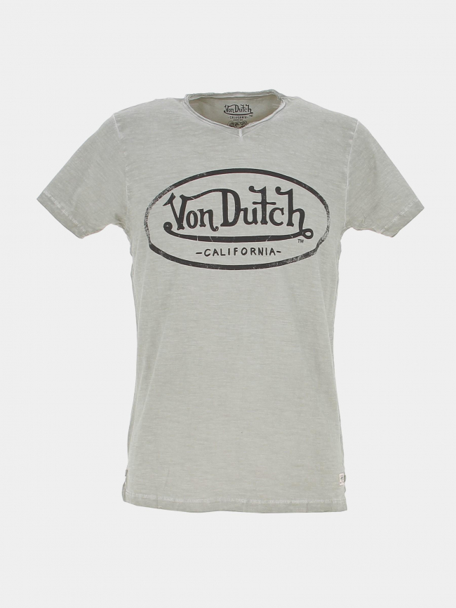 T-shirt col v logo chiné vert clair homme - Von Dutch