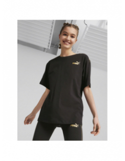 T-shirt minimal logo gold noir femme - Puma