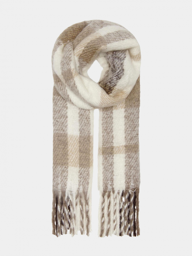 Écharpe à carreaux winie beige blanc marron femme - Only